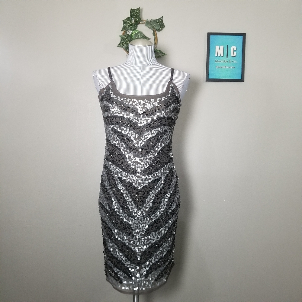 Passport Gray Sequin Sparkle Dress Medium